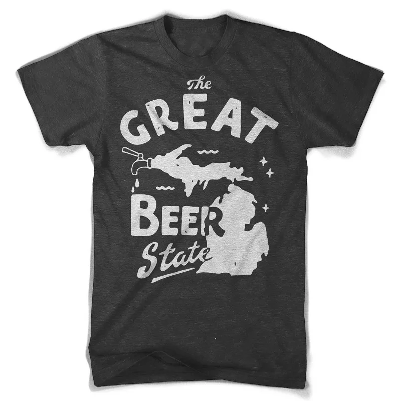 men's athletic fit t-shirts -Mens Triblend The Great Beer State T-shirt (Heather Black)