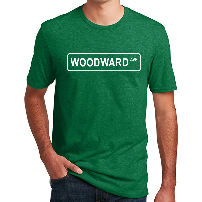 breathable t-shirts for men -Mens Woodward Street Sign T-shirt (Heather Kelly Green)