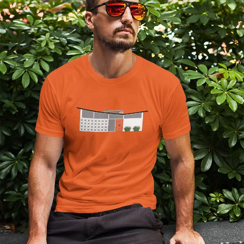 summer-ready t-shirts for men -Unisex T-shirt - Midcentury Butterfly House - Orange