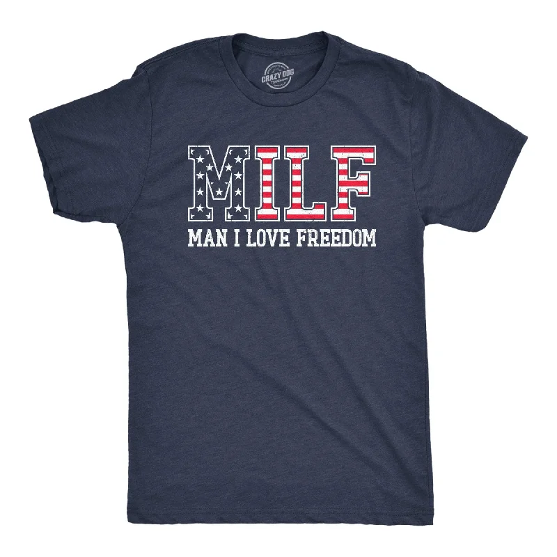 men's stylish printed tees -MILF Man I Love Freedom Men's T Shirt