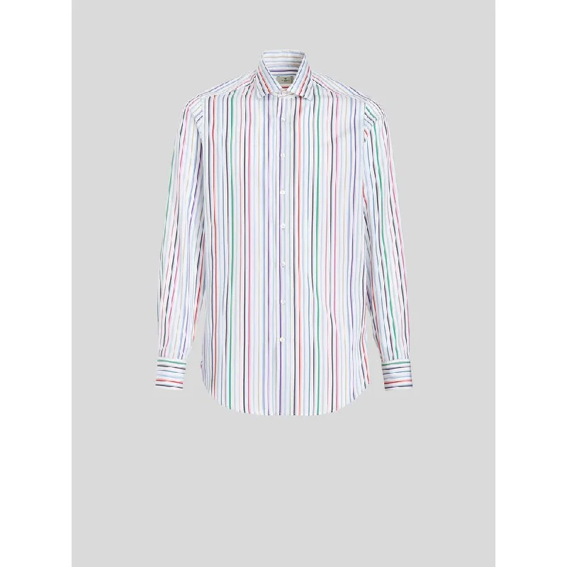 men's easy-care button-down shirts -Multi-coloured Striped Shirt