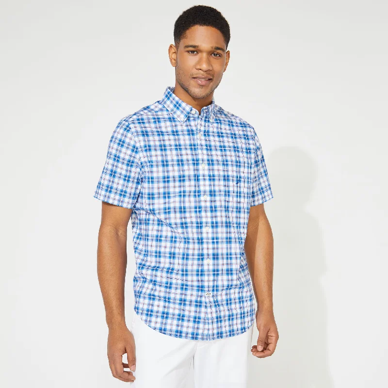 men's short-sleeve checkered shirts -Nautica Mens Big & Tall Classic Fit Plaid Shirt