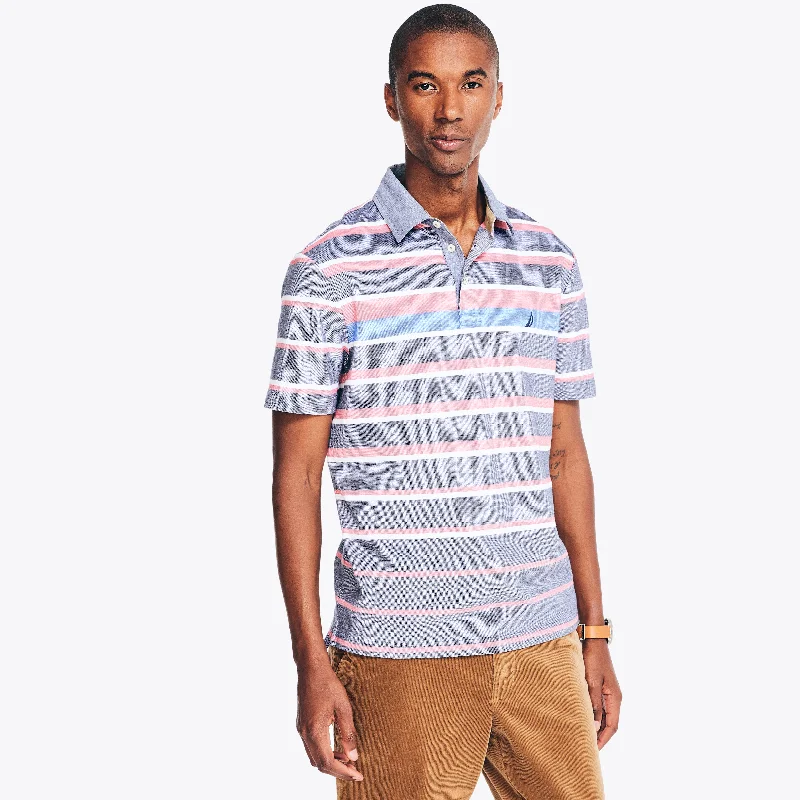 men's summer shirts -Nautica Mens Classic Fit Striped Oxford Polo