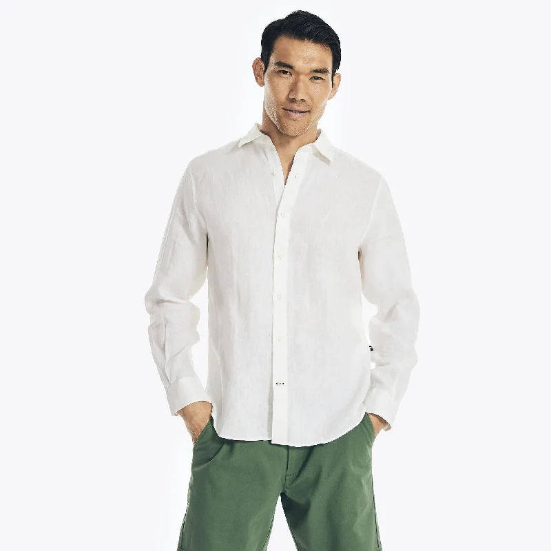 men's flannel shirts -Nautica Mens Linen Shirt