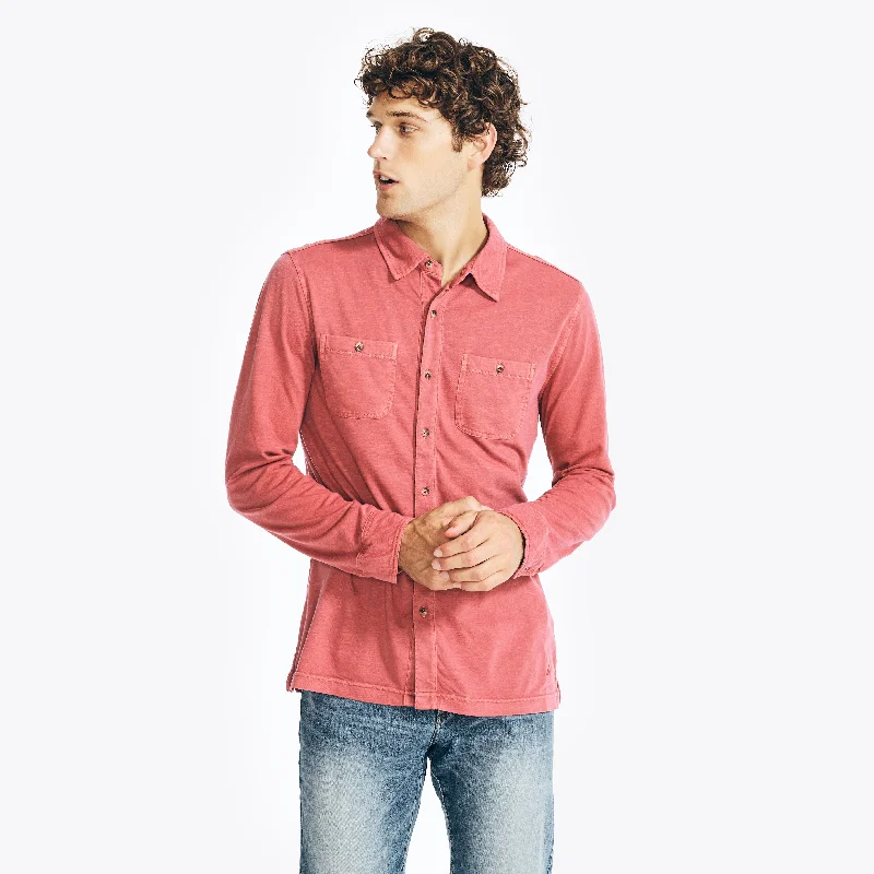 men's long-sleeve dress shirts -Nautica Mens Patch Pocket Shirt