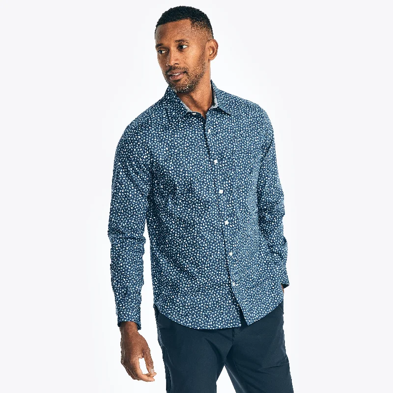 men's polo-style shirts -Nautica Mens Printed Poplin Shirt