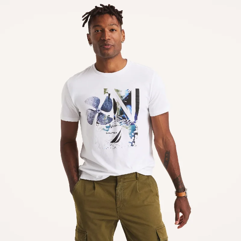 men's graphic print t-shirts -Nautica Mens Propeller Graphic T-Shirt