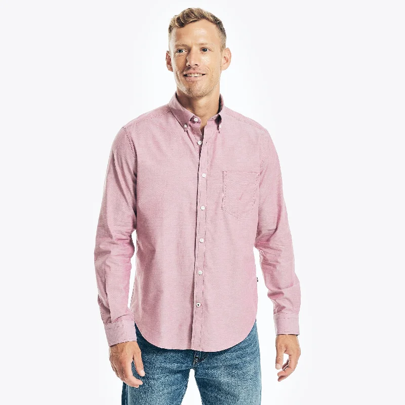 stylish button-up shirts for men -Nautica Mens Solid Oxford Shirt