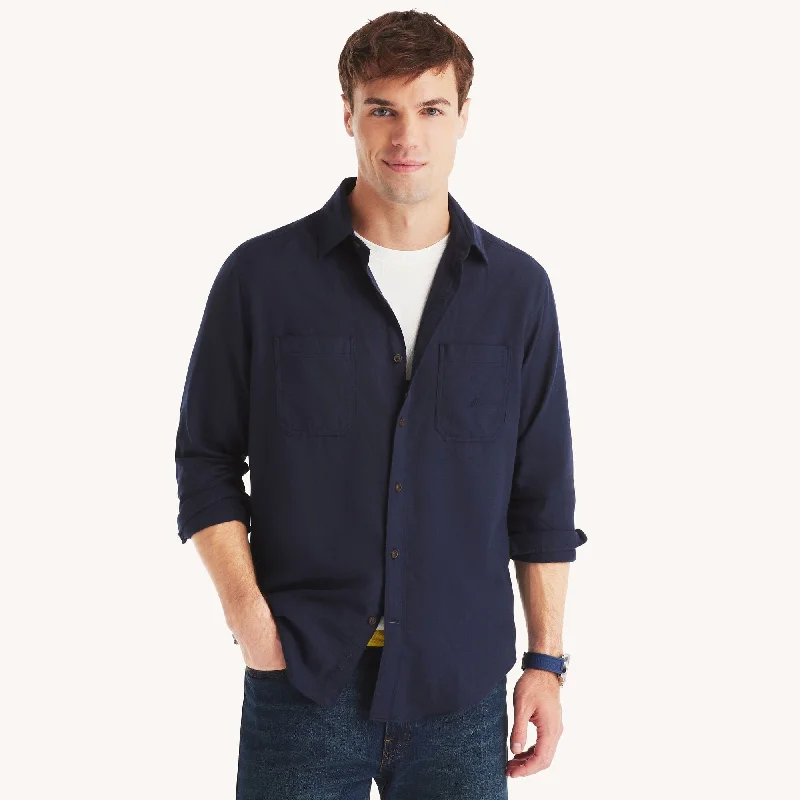 men's casual slim-fit shirts -Nautica Mens Solid Shirt