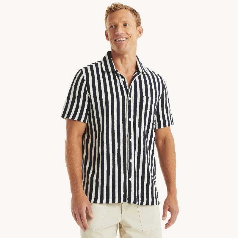 men's casual long-sleeve shirts -Nautica Mens Striped Button-Down Shirt