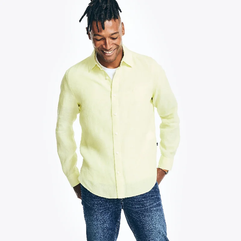 men's easy-care shirts -Nautica Mens Sustainably Crafted Linen Shirt