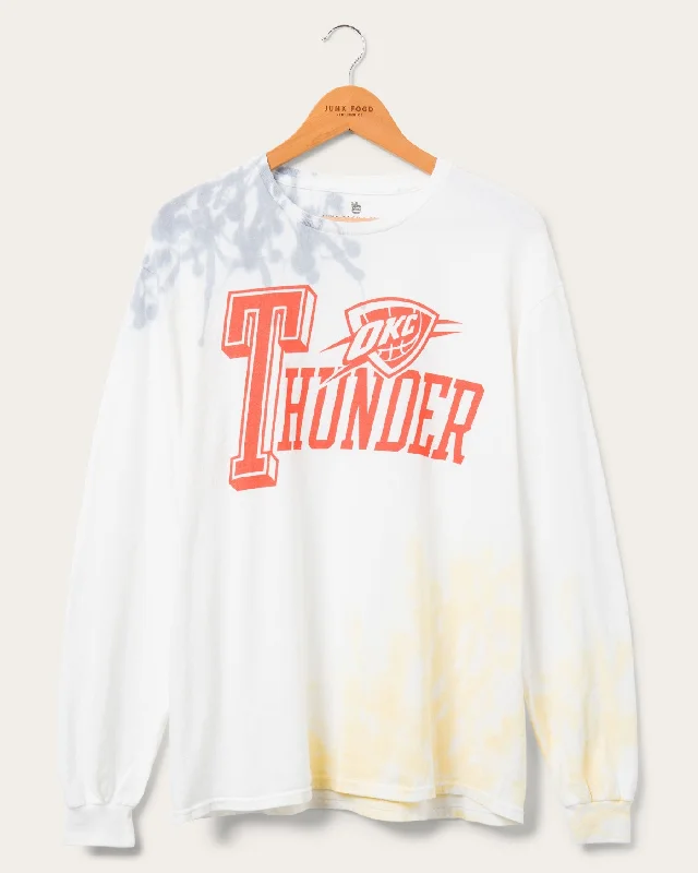 men's round neck t-shirts -NBA Oklahoma City Thunder Tie Dye Flea Market Long Sleeve Tee