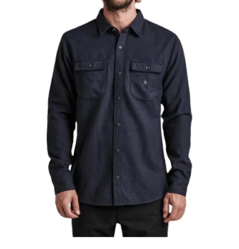 men's checkered plaid shirts -Nordsman Long Sleeve Flannel Shirt In Dark Navy