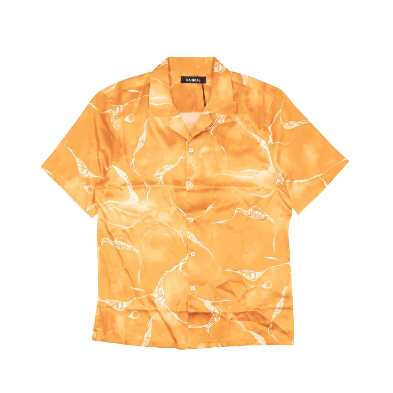 men's checkered shirts -Orange Miracle Tie Dye Silk Button Down Shirt