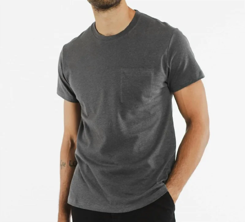 men's holiday-themed t-shirts -Organic Hemp Pocket T-Shirt In Grey