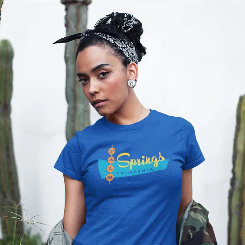 trendy graphic t-shirts -Palm Springs Retro Diner Design Unisex T-shirt - Royal Blue