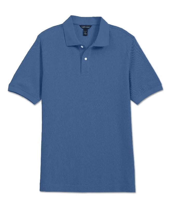 men's casual long-sleeve shirts -Pima Pique Polo, Country Blue