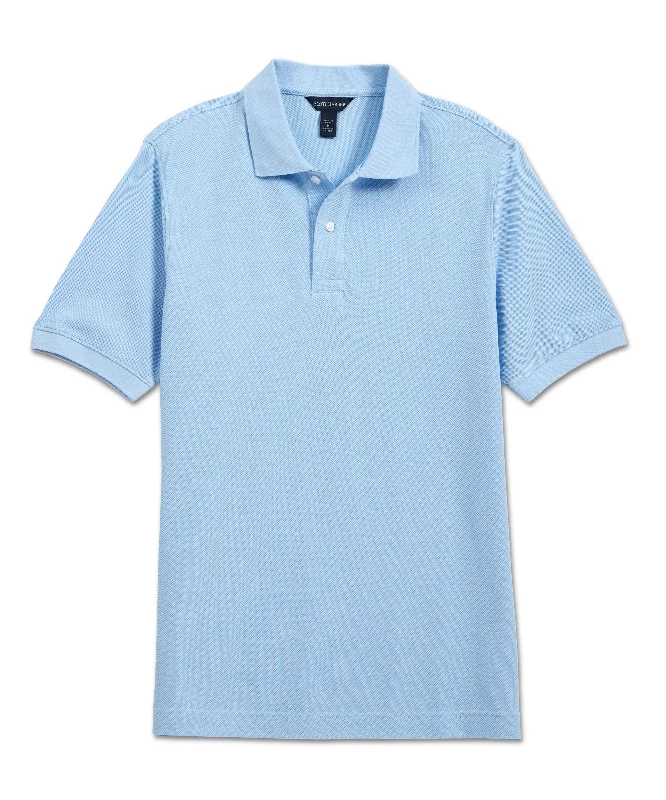 men's printed shirts -Pima Pique Polo, Sky Blue