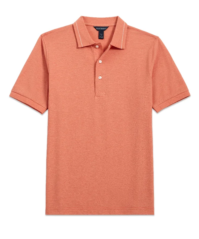 men's linen button-down shirts -Pima Silk Pique Polo, Coral