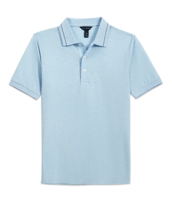 men's modern fit button-up shirts -Pima Silk Pique Polo, Sky Heather