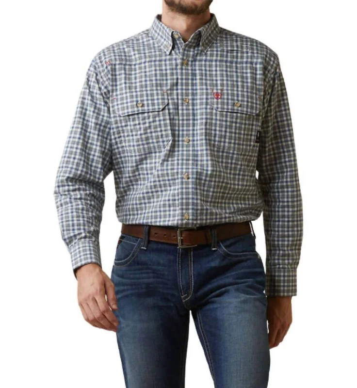 men's flannel shirts -Plaid Featherlight Work Shirt - Plus In Clear Sky Plaid