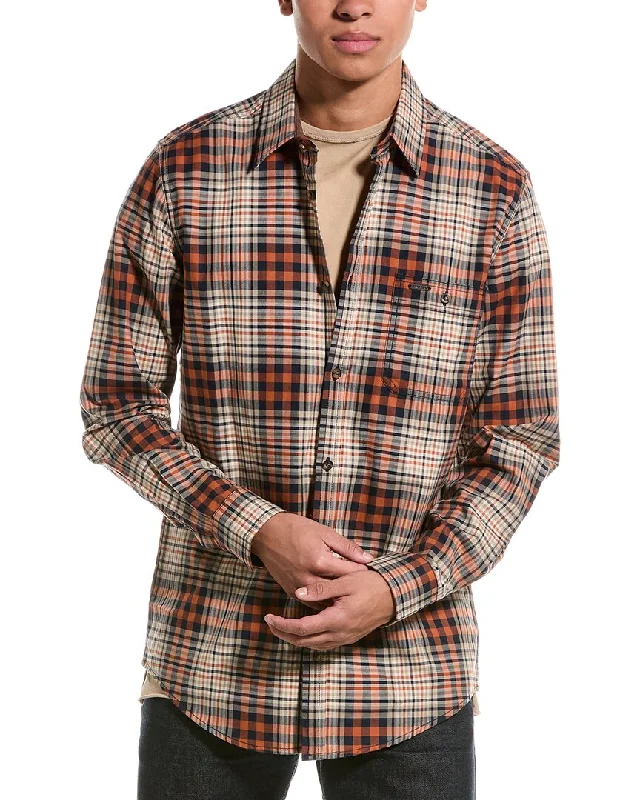 slim-fit shirts for men -Point Zero Light Brush Flannel Shirt