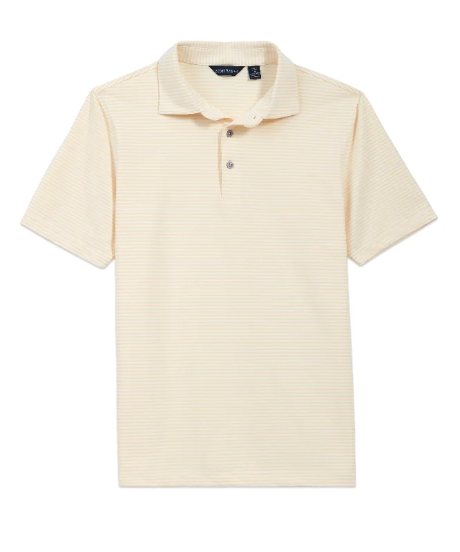 men's fitted casual shirts -Prep Stripe Tech Polo, Soft Yellow