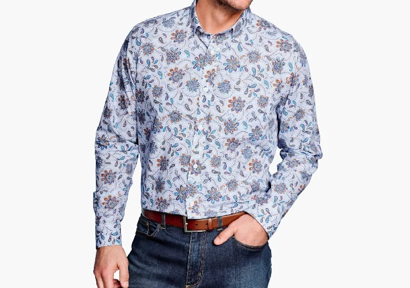 men's breathable cotton shirts -Printed Cotton Shirt In White Martini