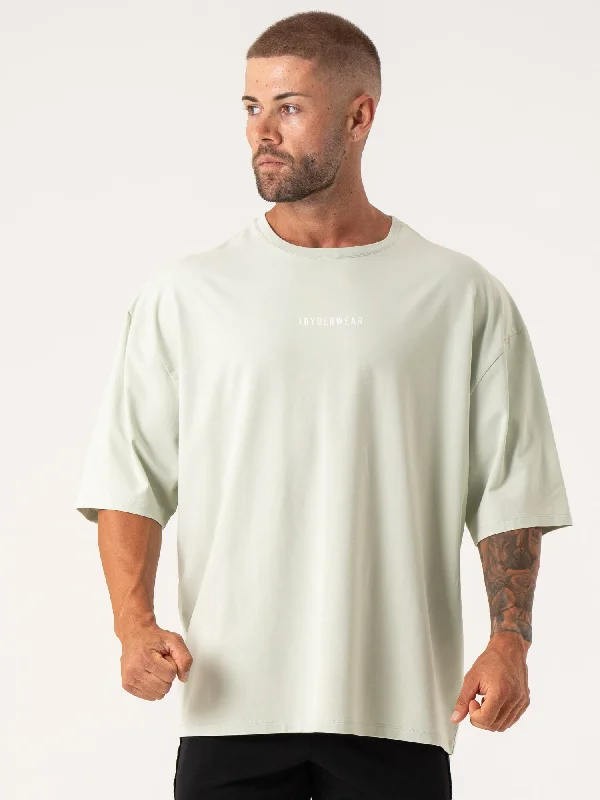 men's summer t-shirts with prints -Pursuit Oversized T-Shirt - Spearmint Stonewash