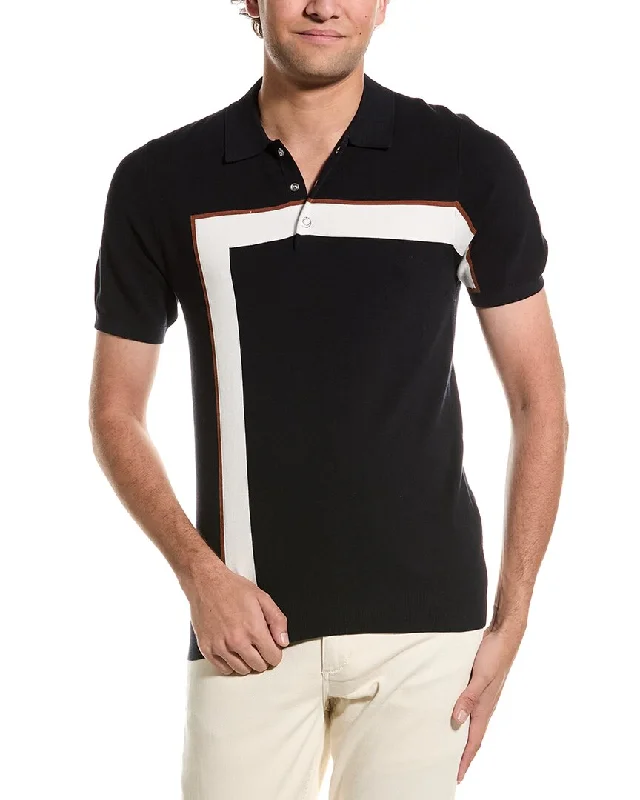 men's summer cotton tees -Reiss Bello Striped Polo T-Shirt