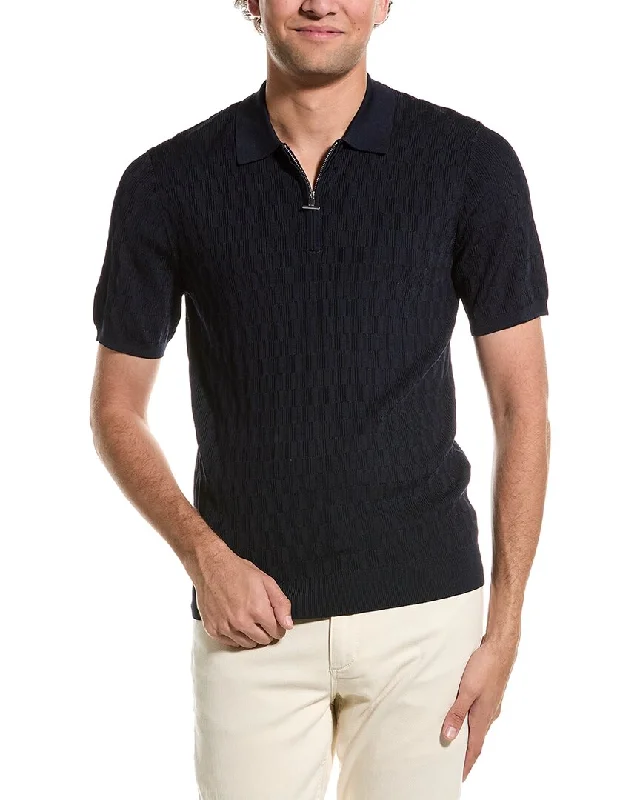 stylish short-sleeve t-shirts -Reiss Ubud 1/2-Zip Textured Polo T-Shirt