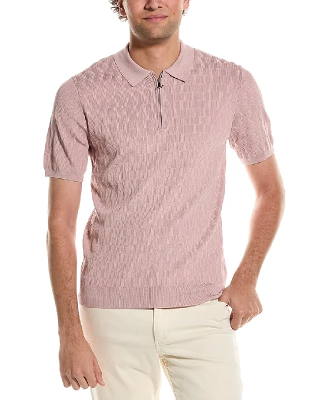 men's graphic tees for layering -Reiss Ubud 1/2-Zip Textured Polo T-Shirt