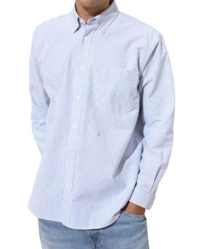 men's holiday-themed shirts -Relaxed Oxford Shirt In Indigo Ash