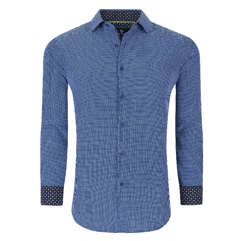 trendy long-sleeve shirts for men -Tom Baine Slim Fit Performance Long Sleeve Geometric Button Down