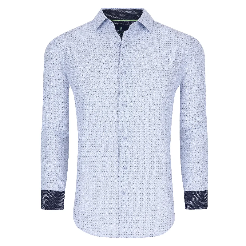 men's eco-friendly shirts -Tom Baine Slim Fit Performance Long Sleeve Geometric Button Down