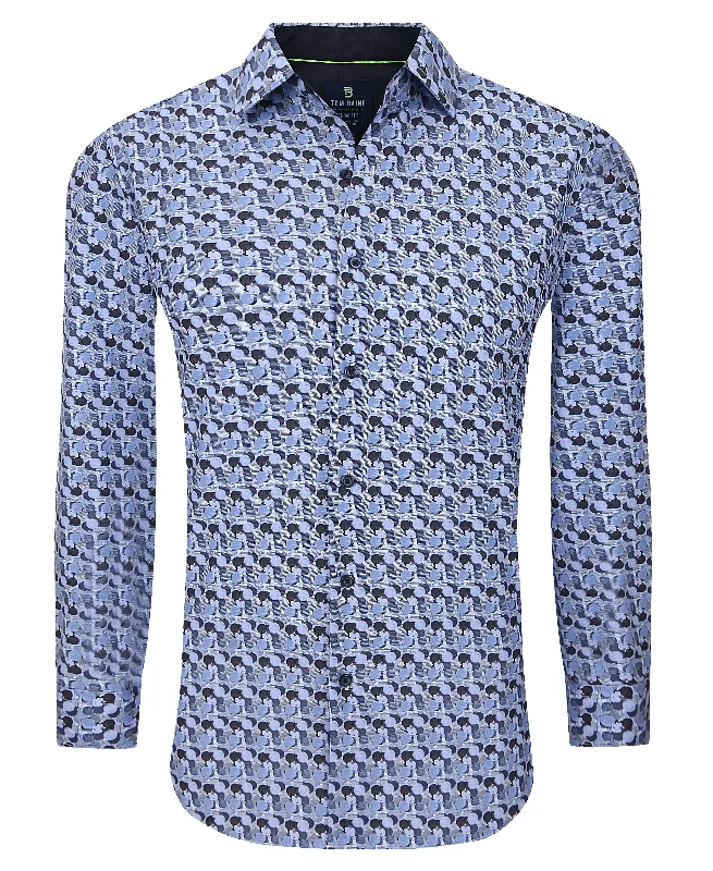 stylish casual shirts -Tom Baine Slim Fit Performance Long Sleeve Geometric Button Down