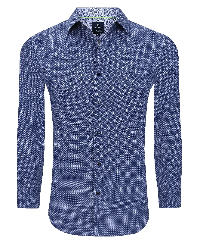 casual formal shirts for men -Tom Baine Slim Fit Performance Long Sleeve Geometric Button Down