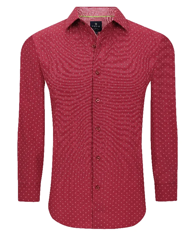 men's denim shirts -Tom Baine Slim Fit Performance Long Sleeve Geometric Button Down