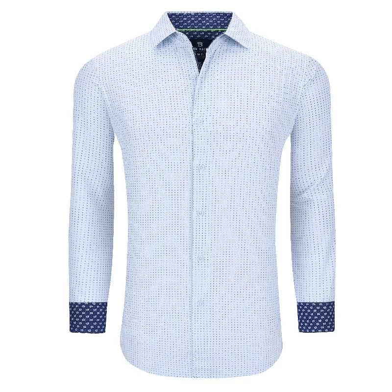 men's premium checkered shirts -Tom Baine Slim Fit Performance Long Sleeve Geometric Button Down