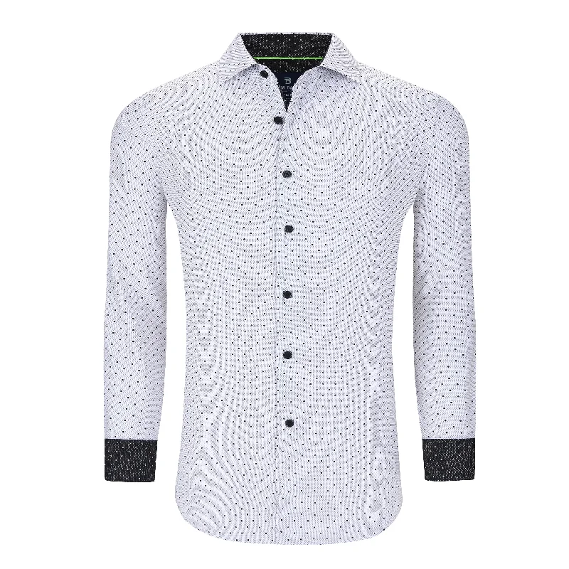 casual formal shirts for men -Tom Baine Slim Fit Performance Long Sleeve Geometric Button Down