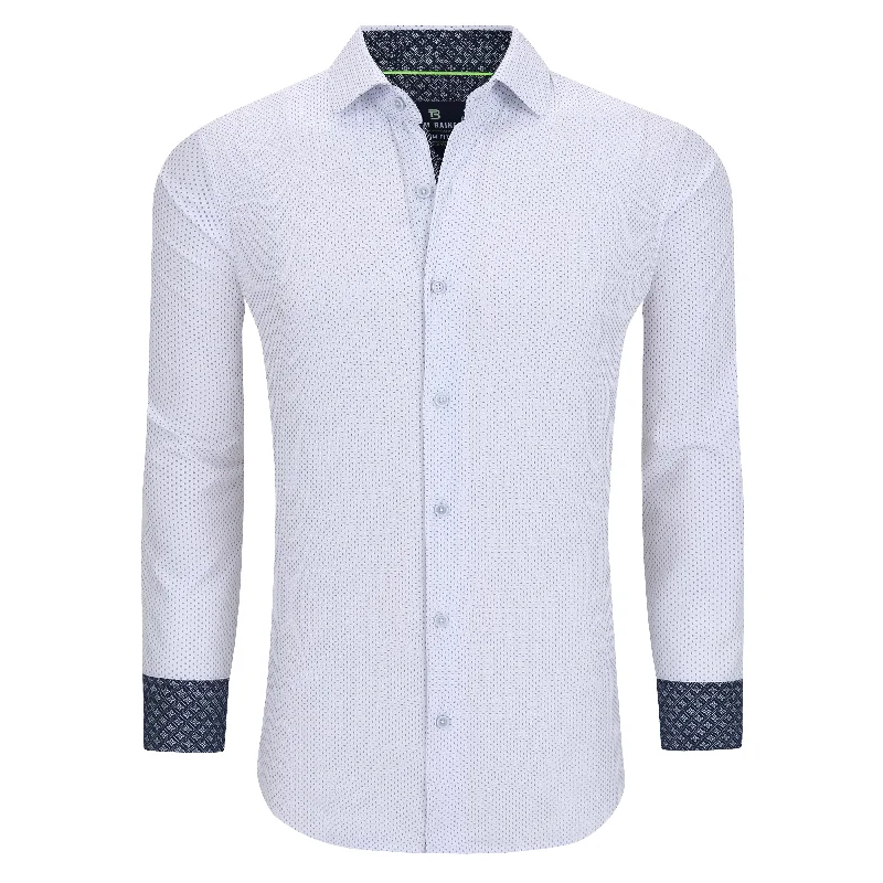 men's athletic fit shirts -Tom Baine Slim Fit Performance Long Sleeve Geometric Button Down