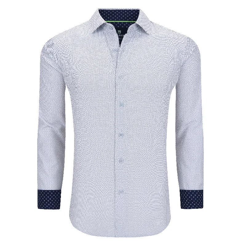 comfortable button-up shirts for men -Tom Baine Slim Fit Performance Long Sleeve Geometric Button Down