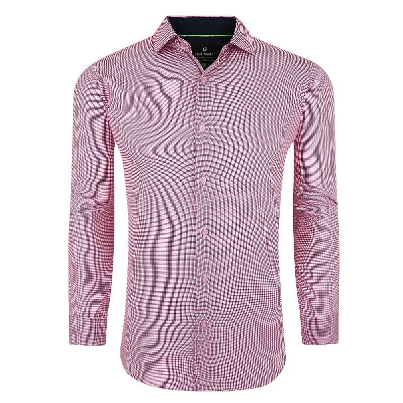 men's premium casual shirts -Tom Baine Slim Fit Performance Long Sleeve Mini Plaid Button Down