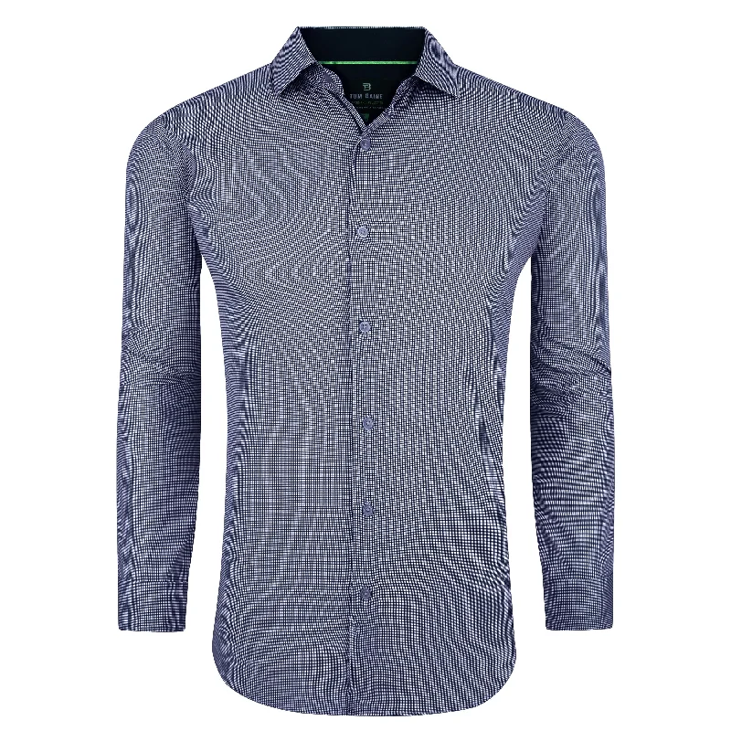 trendy long-sleeve shirts for men -Tom Baine Slim Fit Performance Long Sleeve Mini Plaid Button Down