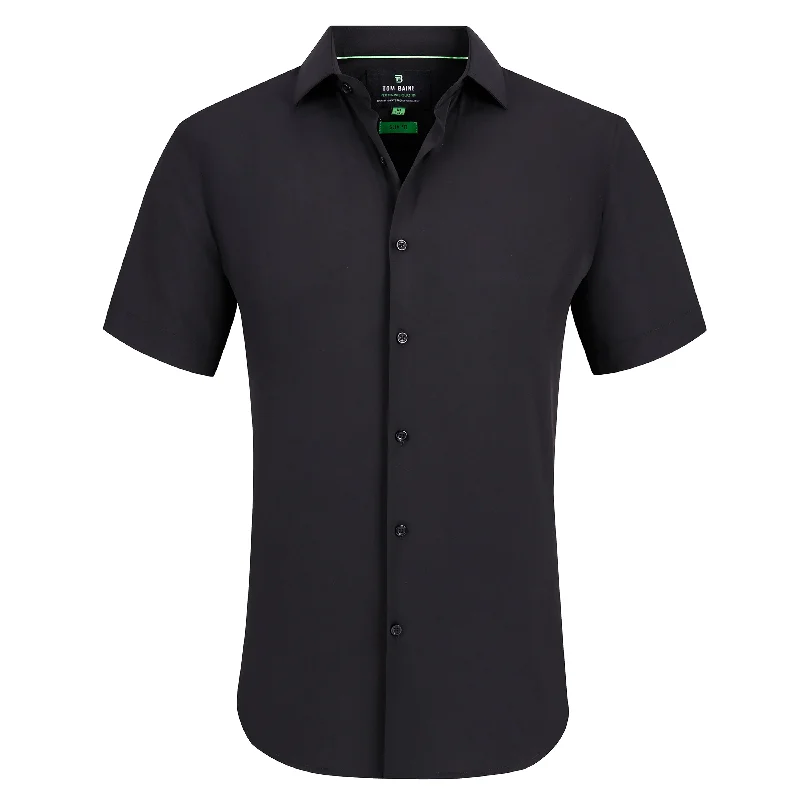 men's fitted shirts -Tom Baine Solid Performance Button Down