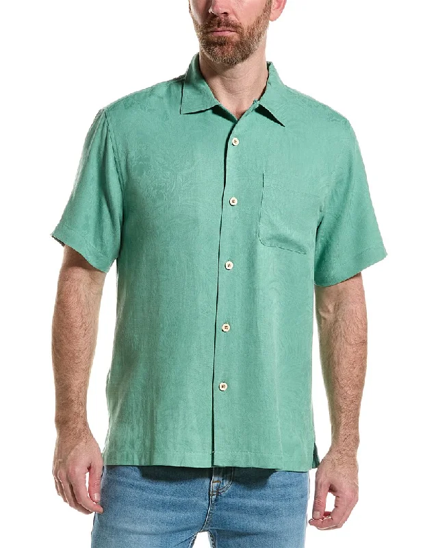 men's comfy dress shirts -Tommy Bahama Tropic Isles Silk Camp Shirt