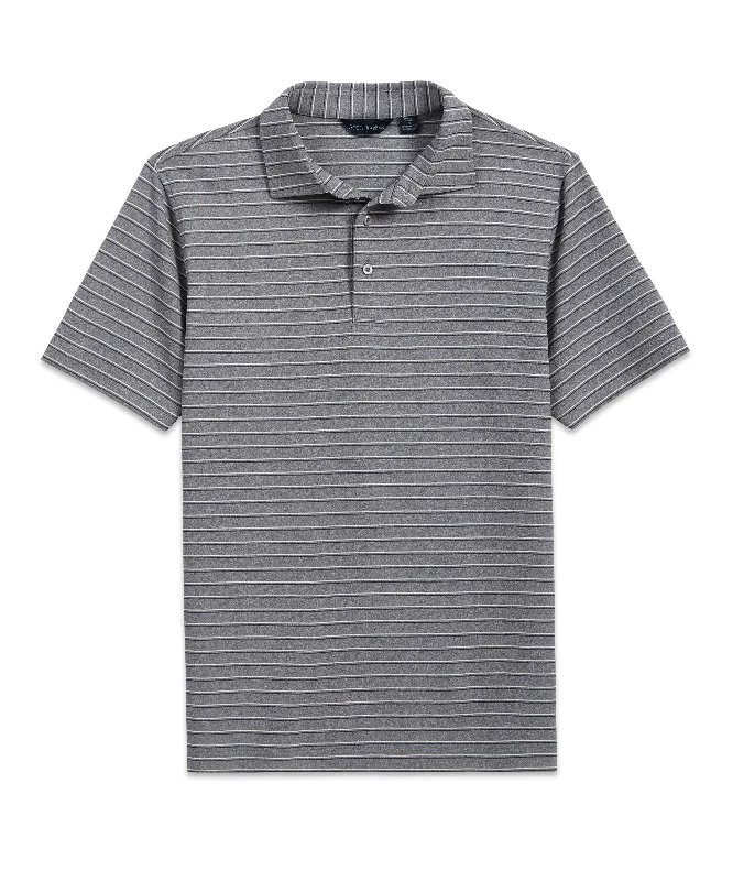 premium shirts for men -Track Stripe Tech Polo, Grey Heather