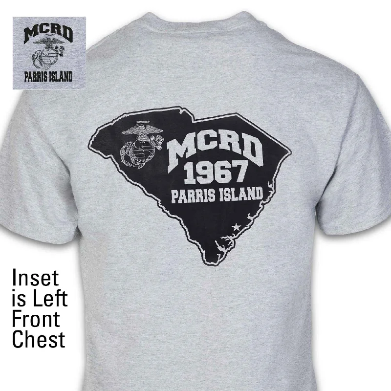 athletic-style t-shirts for men -MCRD Location/Year State T-Shirt