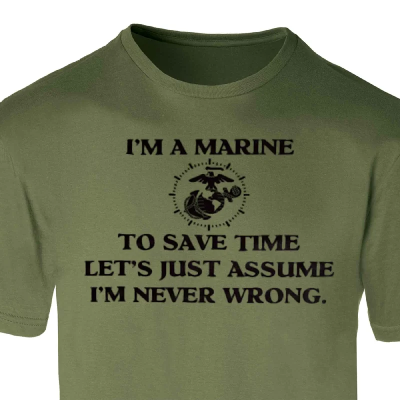 cool vintage t-shirts for men -USMC 'I'm Never Wrong' Graphic T-Shirt