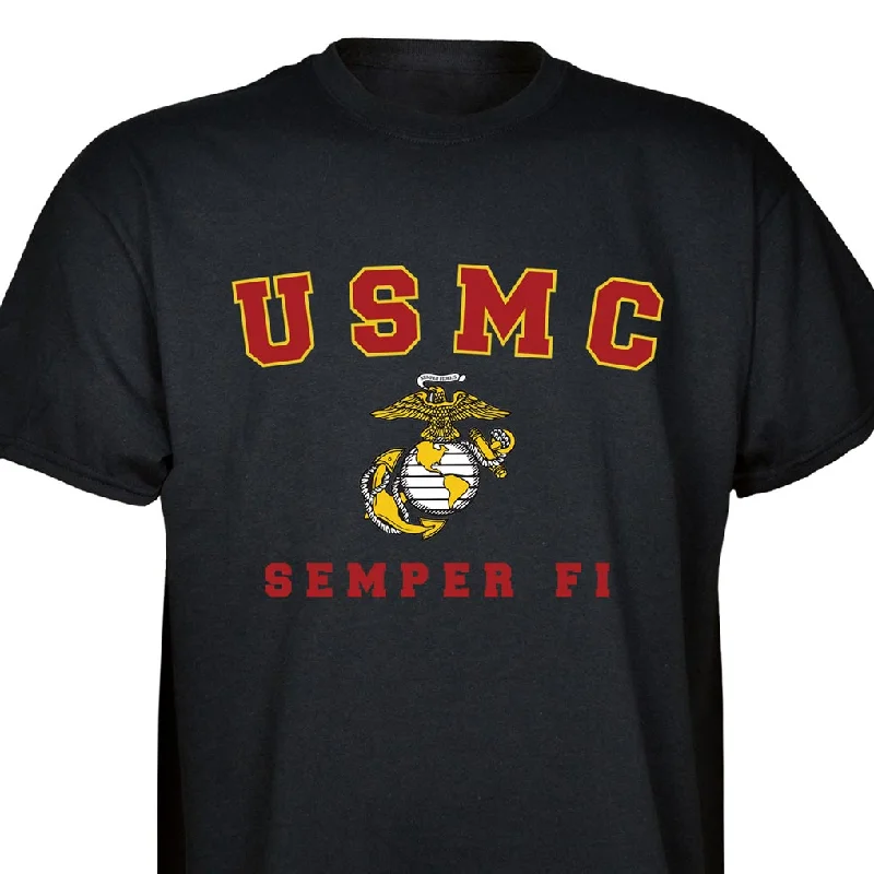 men's cotton blend t-shirts -USMC Semper Fi T-shirt